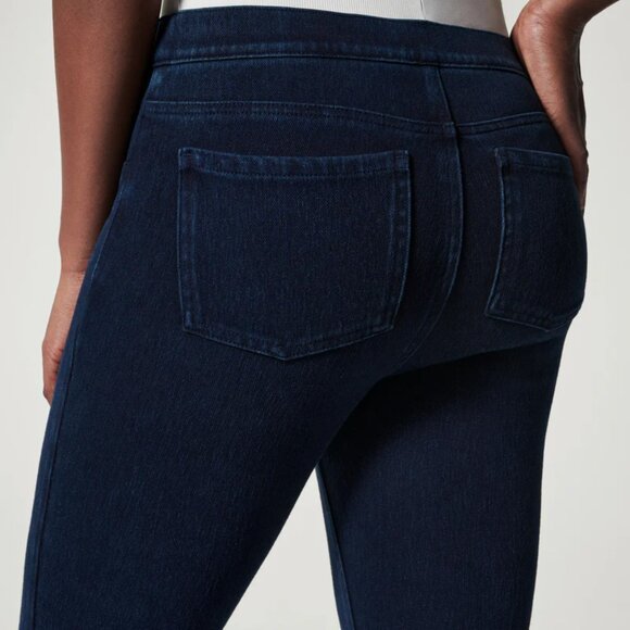 Spanx Jean-ish Ankle Leggings Jeans Pull On Dark Blue Twilight Rinse L Tall $98 - Picture 4 of 16